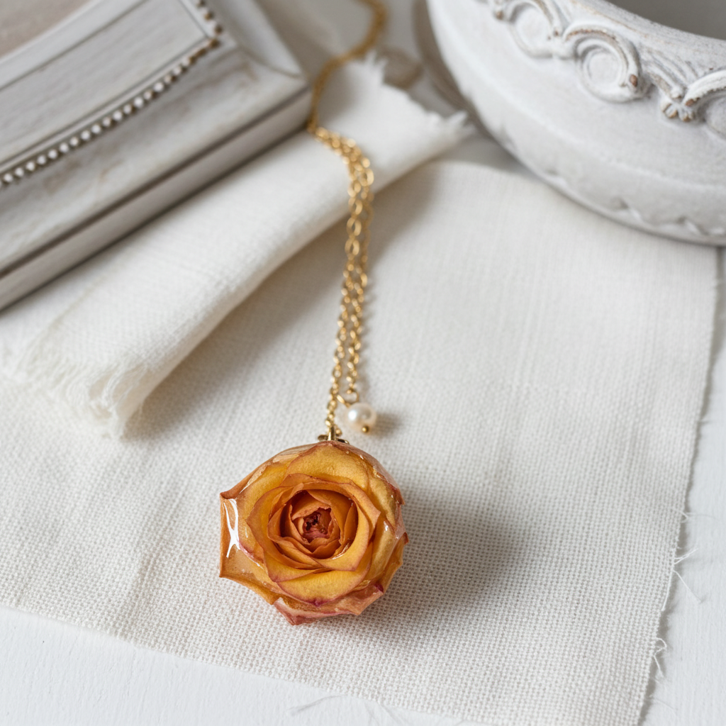Real Rosebud Earrings & Necklace - Sunshine Yellow Rose