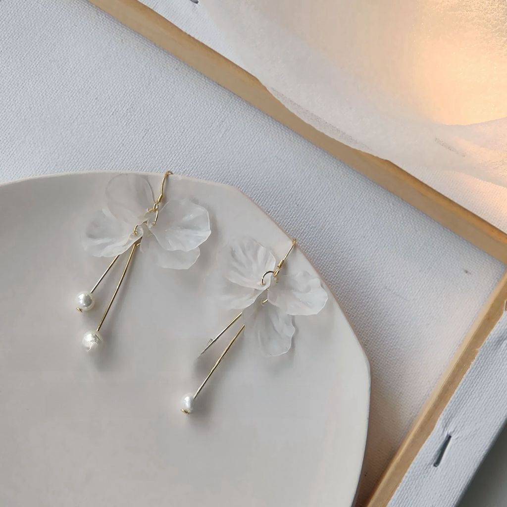S925 Silver Needle Plating 14K Hand-made Design Acrylic Leaf Earrings Women's Japanese and Korean Simple Elegant Earrings Factory