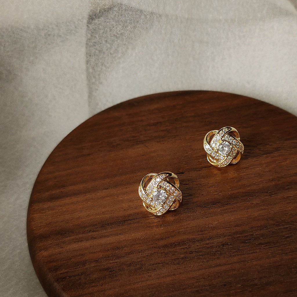 Twirling Sparkle Knot Studs