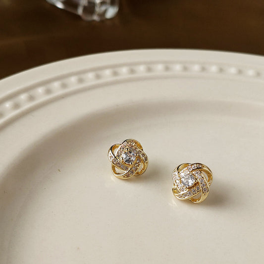 Twirling Sparkle Knot Studs