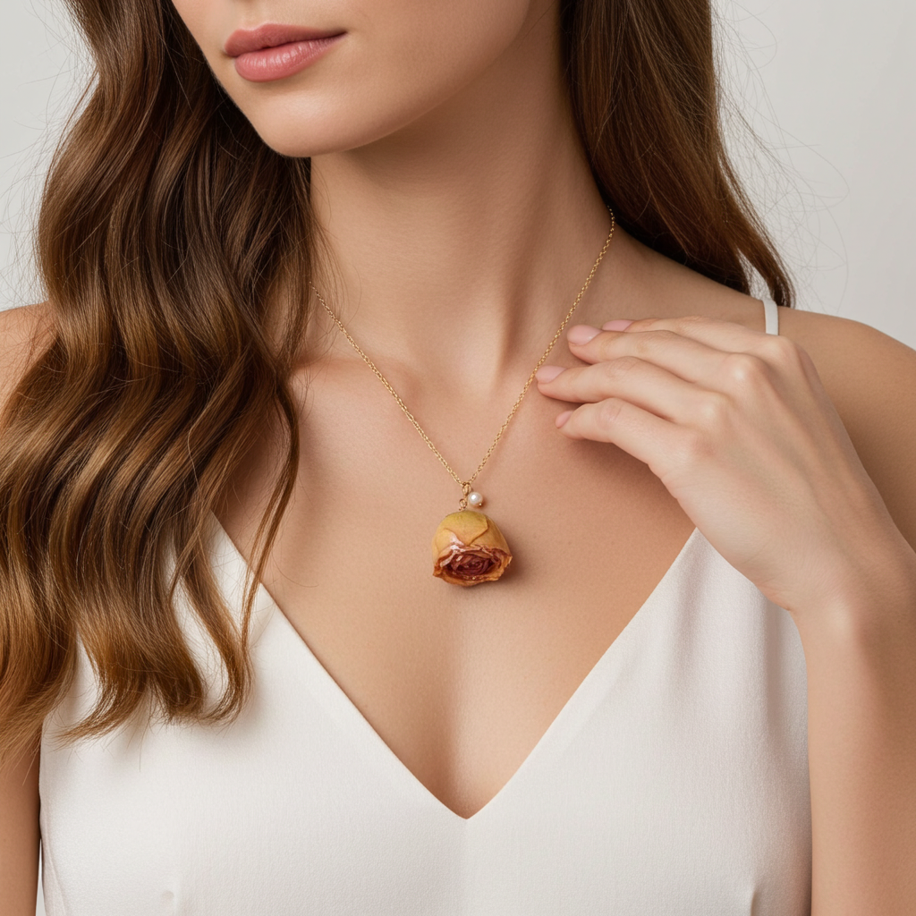 Real Rosebud Earrings & Necklace - Sunshine Yellow Rose