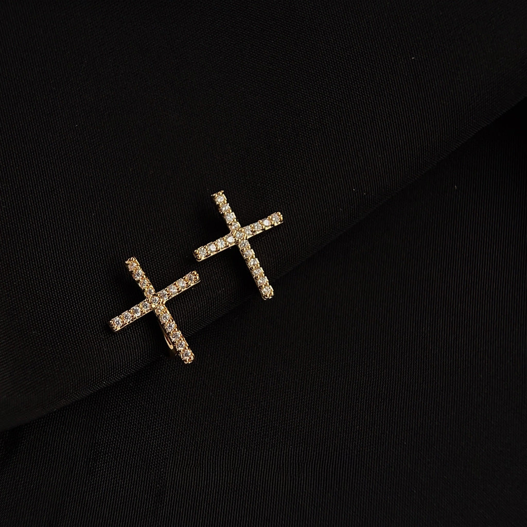 Sparkling Cross Clip-Ons (No Piercings Needed!)