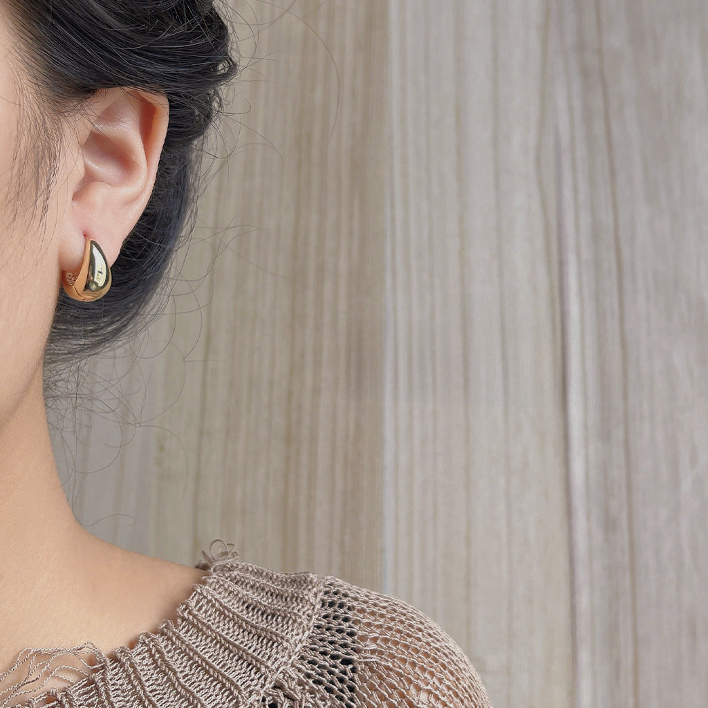 Advanced sense ~ French simple smooth plating 14K earrings daily metal earrings factory earrings wholesale New