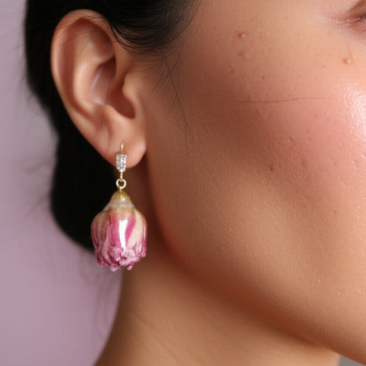 Real Pink Rosebuds Earrings