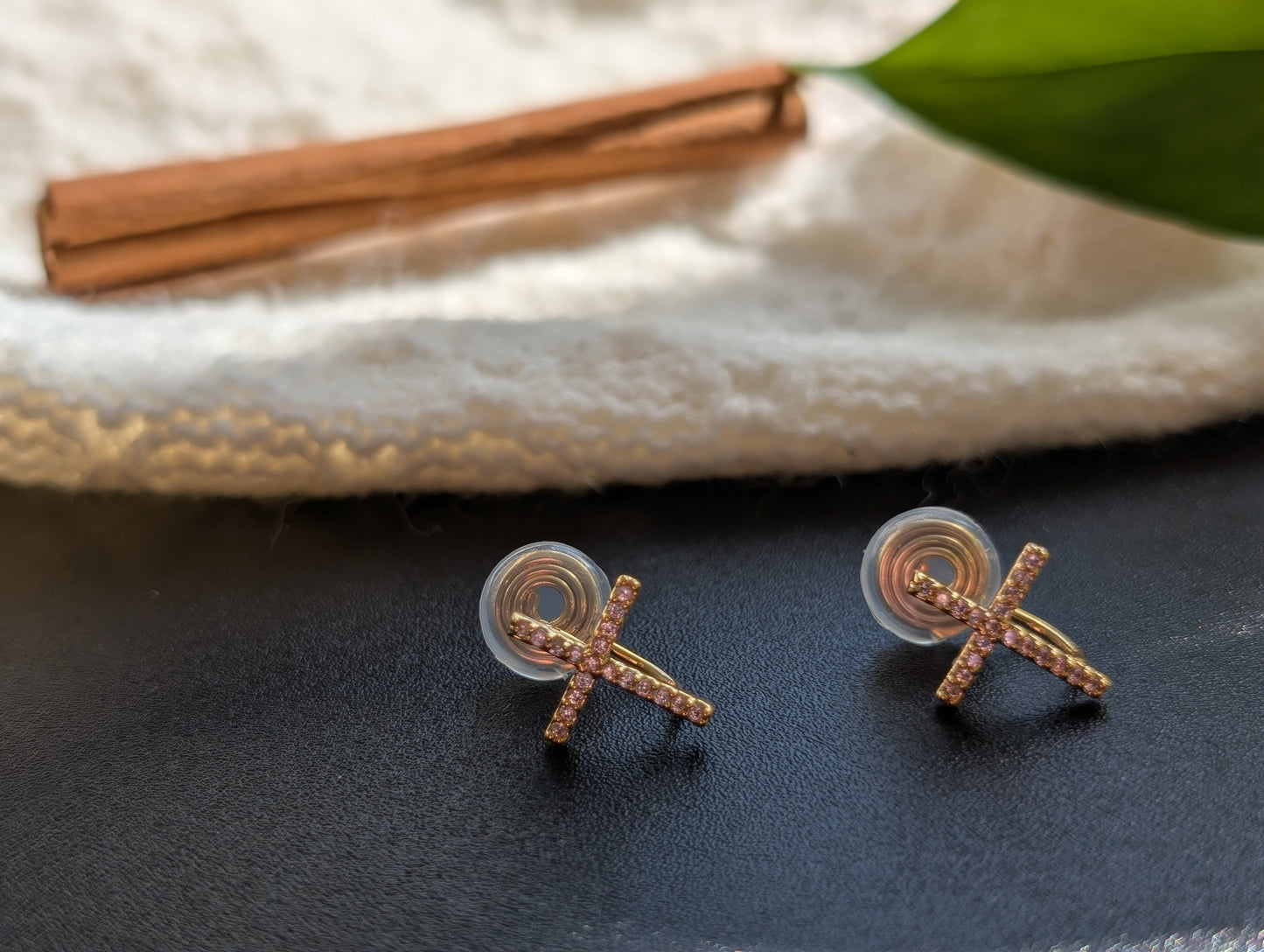 Sparkling Cross Clip-Ons (No Piercings Needed!)