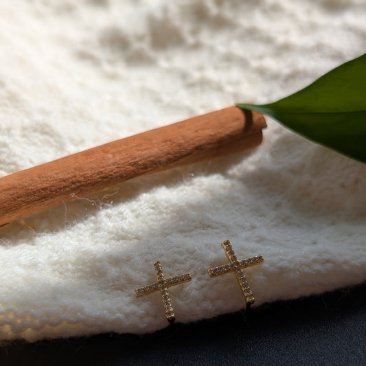 Sparkling Cross Clip-Ons (No Piercings Needed!)