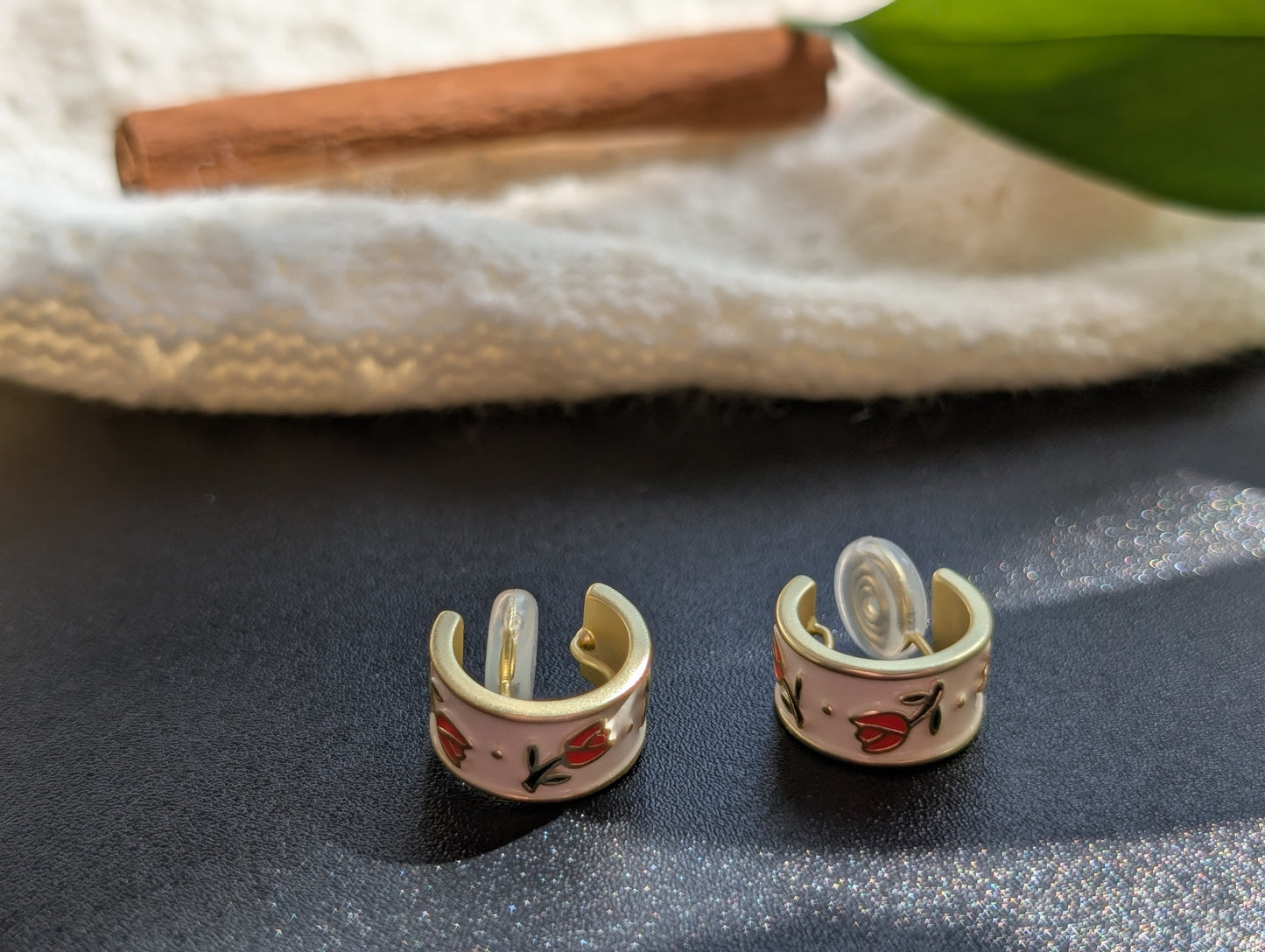 Tulip Charm Hoops (Stud or Clip-On!)