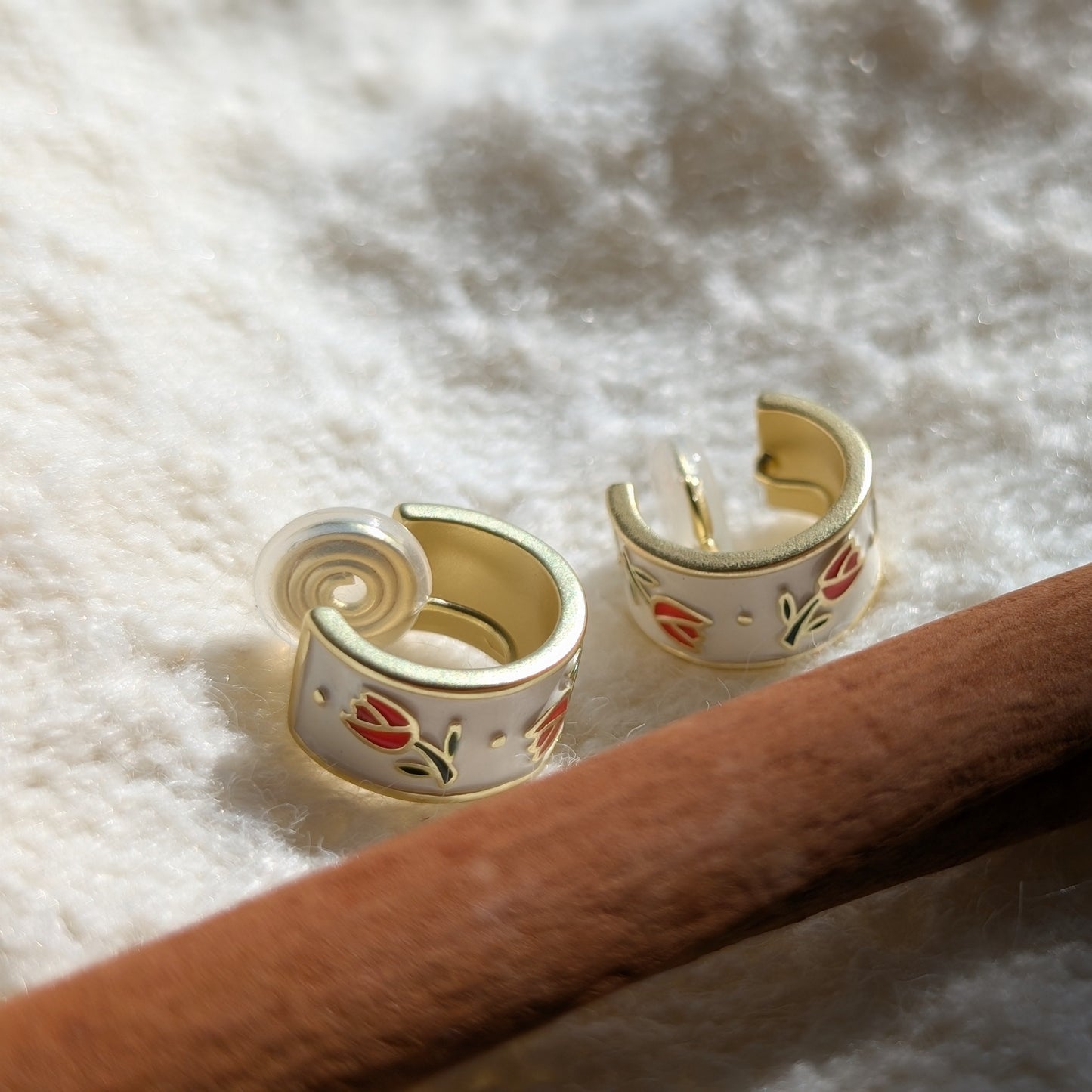 Tulip Charm Hoops (Stud or Clip-On!)