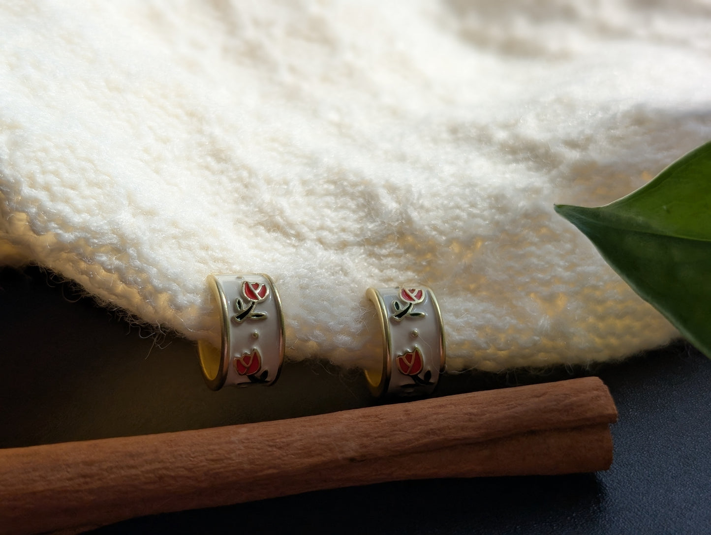 Tulip Charm Hoops (Stud or Clip-On!)