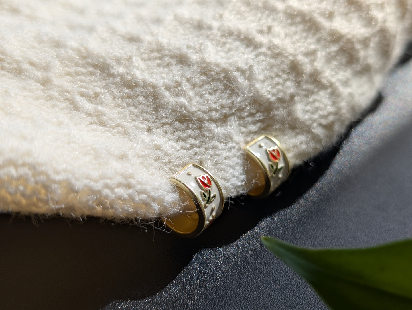 Tulip Charm Hoops (Stud or Clip-On!)