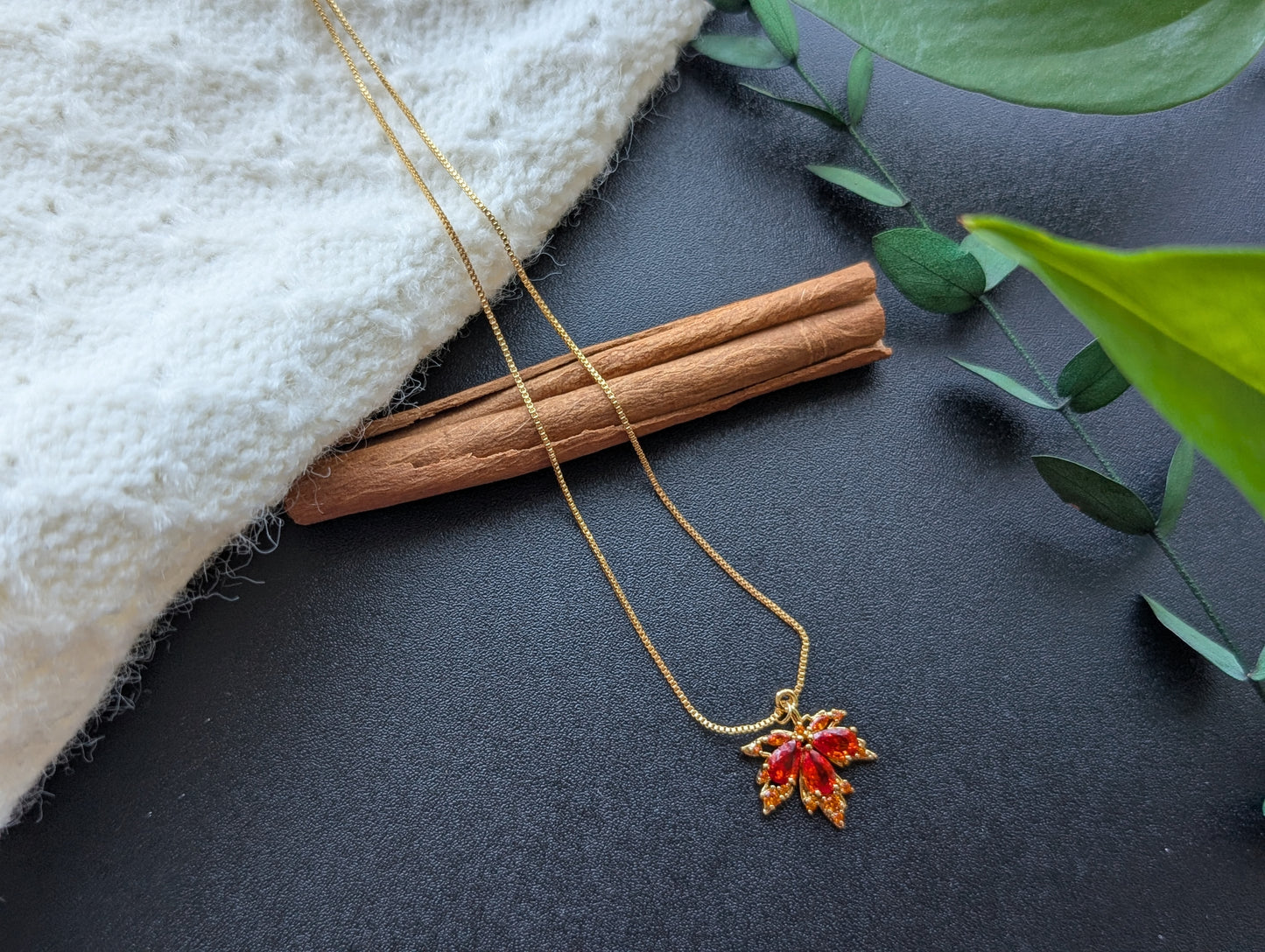 Sparkling Maple Leaf Necklace