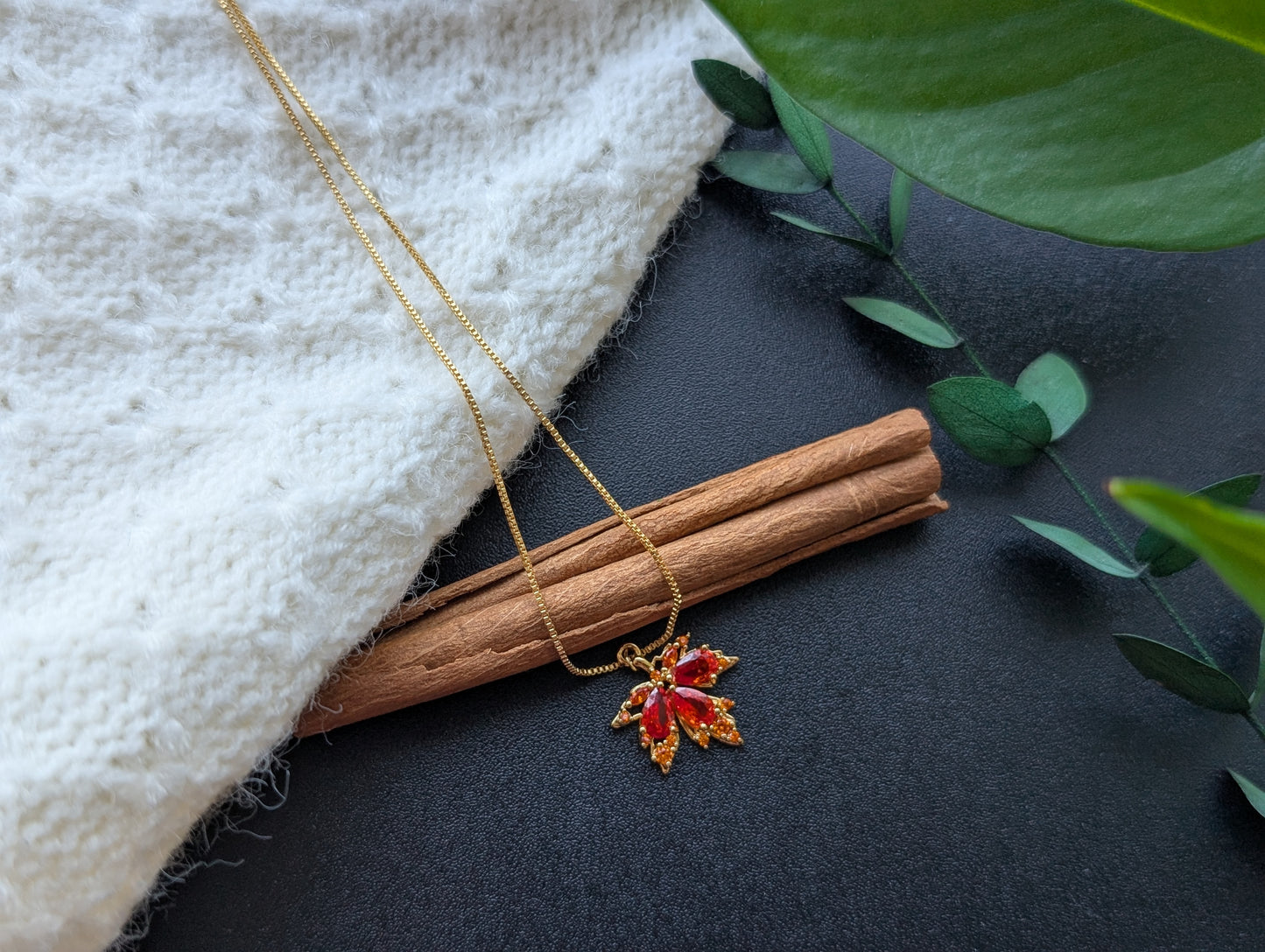 Sparkling Maple Leaf Necklace