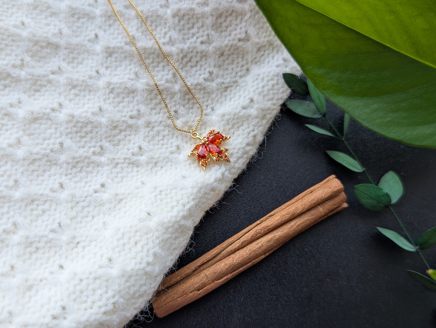 Sparkling Maple Leaf Necklace