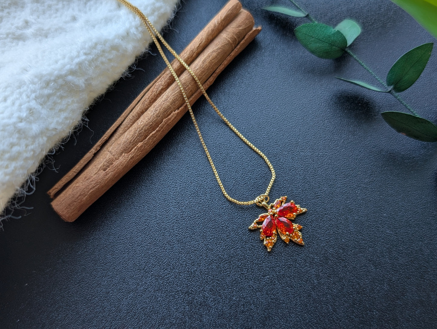 Sparkling Maple Leaf Necklace