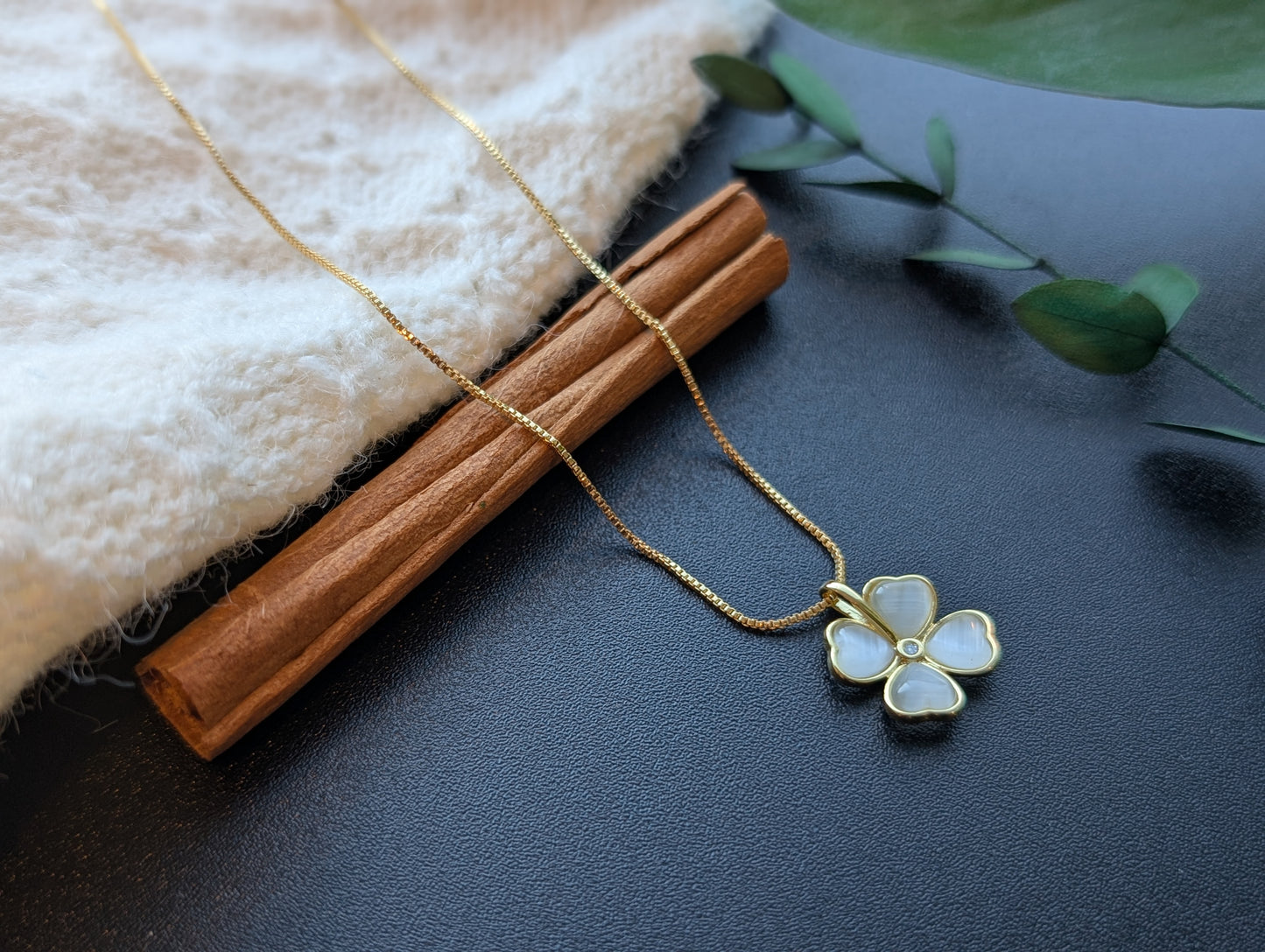 Lucky Clover Sparkle Opal Pendant