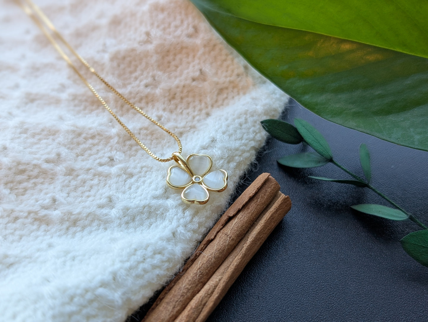 Lucky Clover Sparkle Opal Pendant