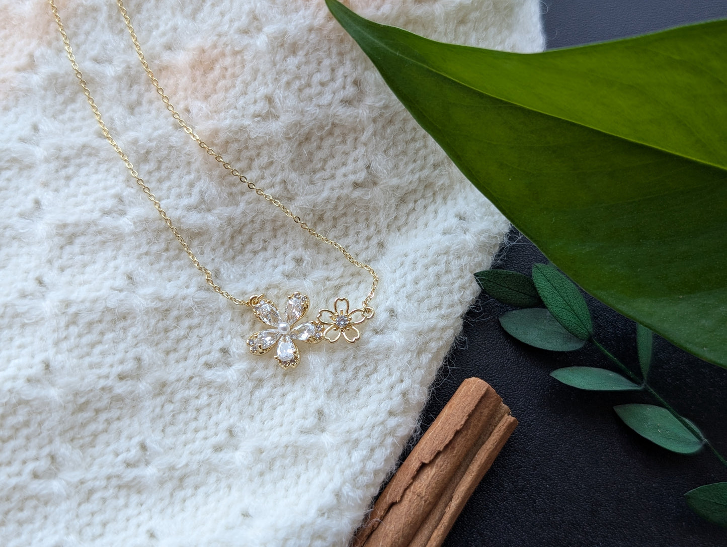 Double Flower Necklace