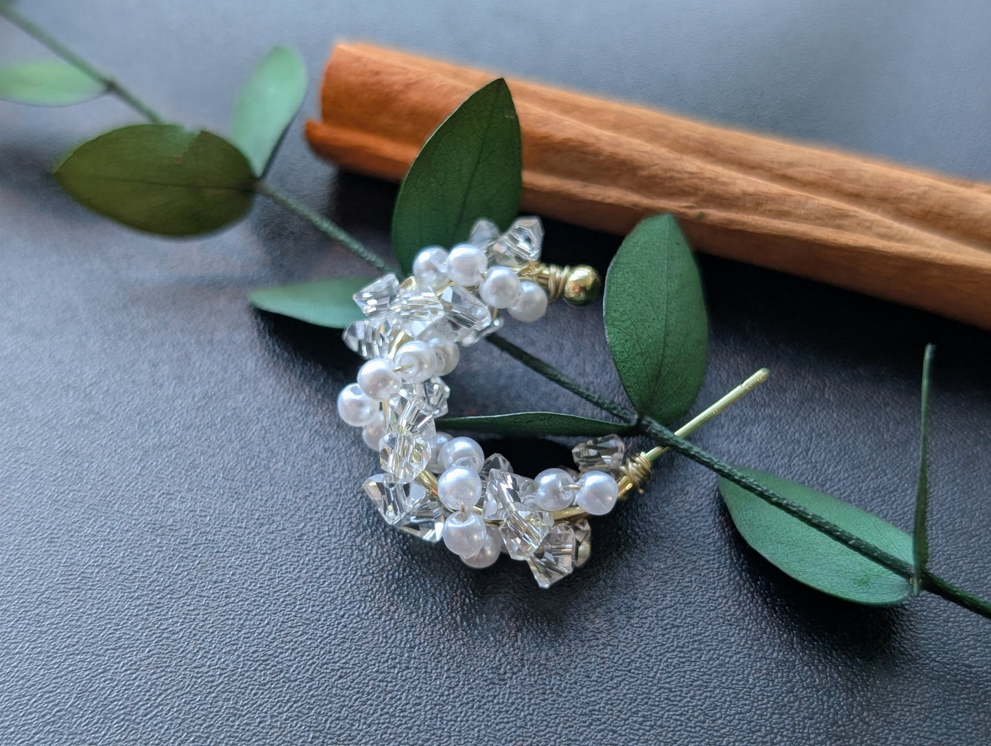 Dewdrop Pearl Crescent Hoops