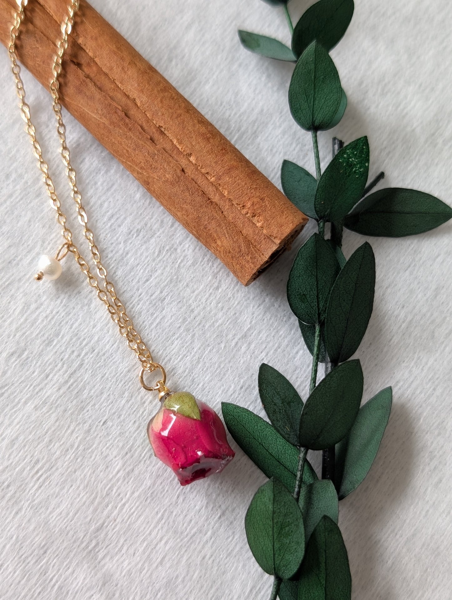 Real Rosebud Earrings & Necklace - Pink & Yellow Gradient