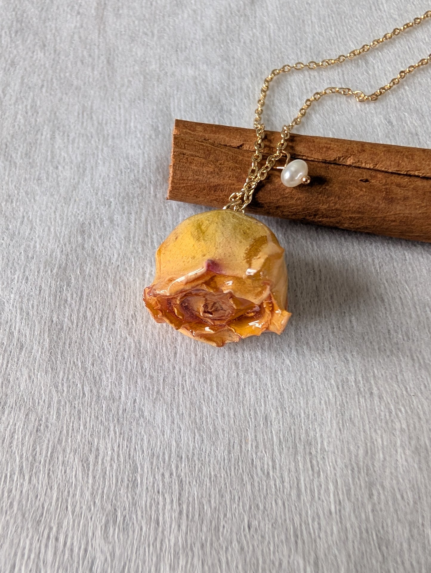 Real Rosebud Earrings & Necklace - Sunshine Yellow Rose