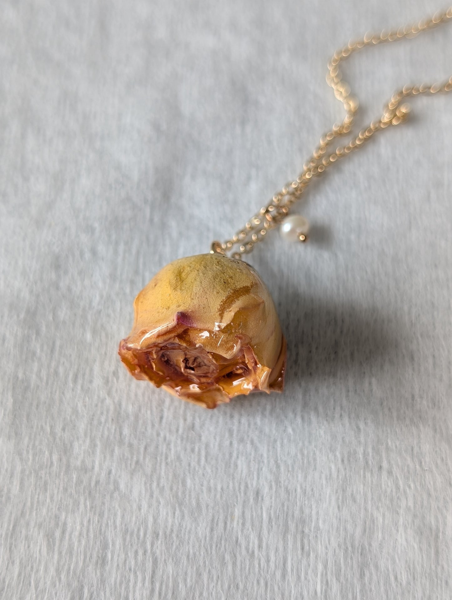 Real Rosebud Earrings & Necklace - Sunshine Yellow Rose