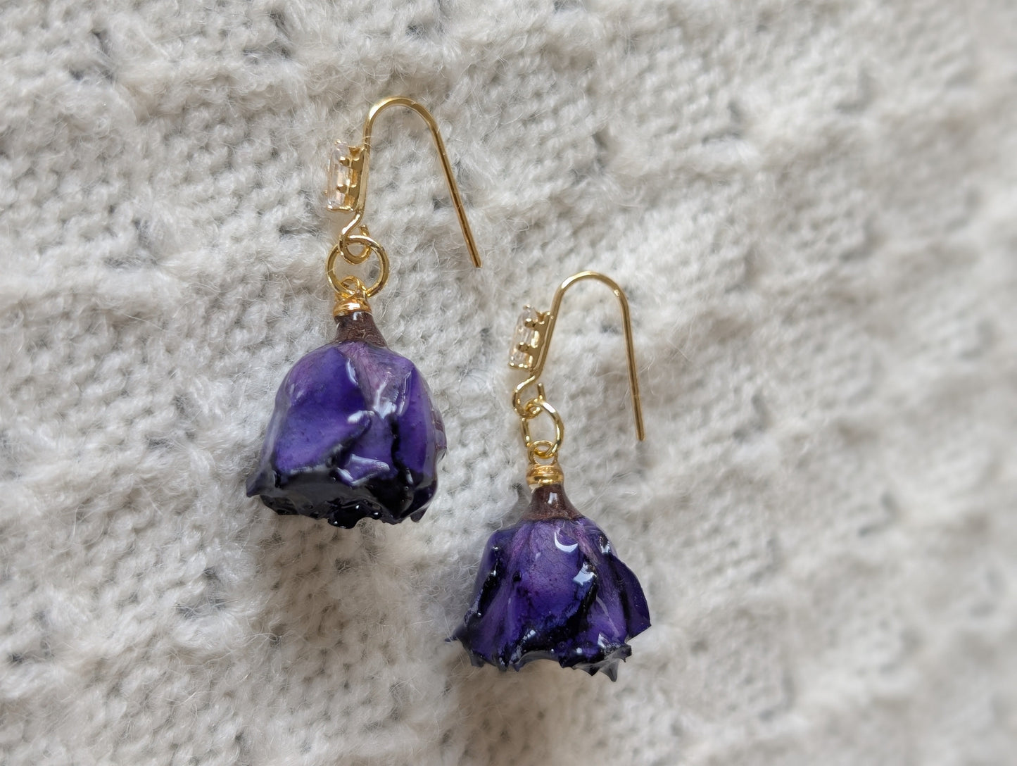Purple Rosebuds Earrings