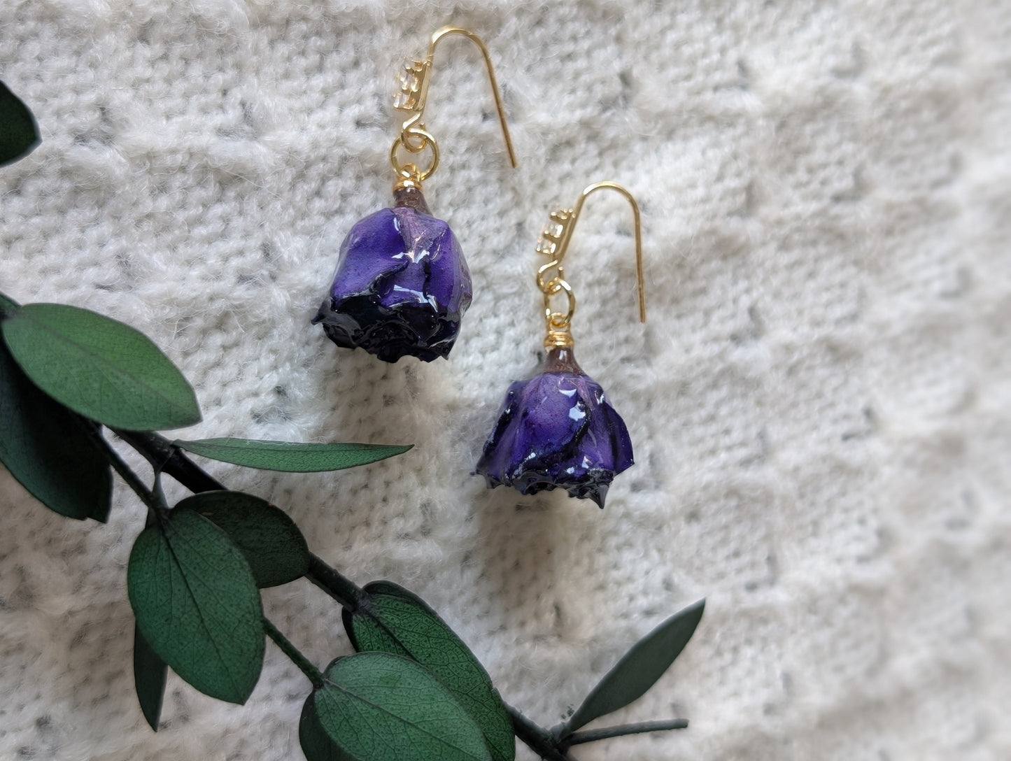 Purple Rosebuds Earrings