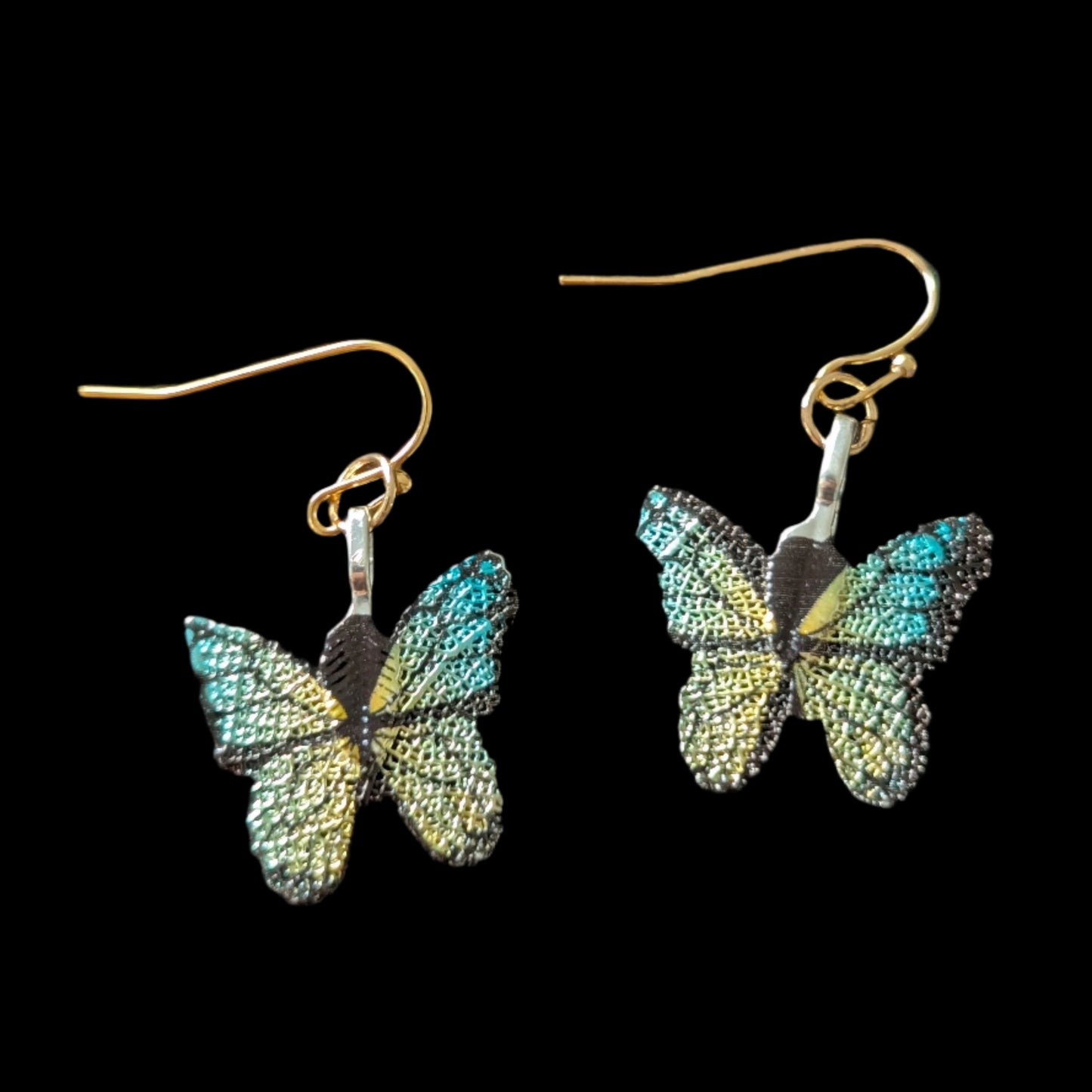 Blue and Yellow Gradient Butterflies Earrings & Necklace