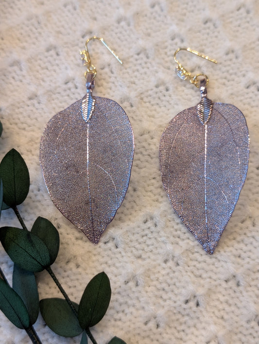 Purple Leaf Earrings