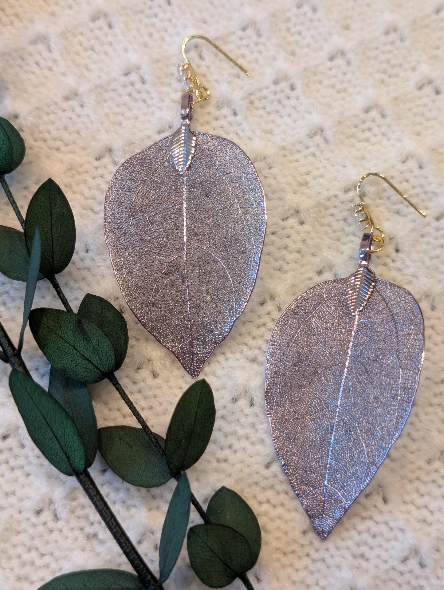 Purple Leaf Earrings