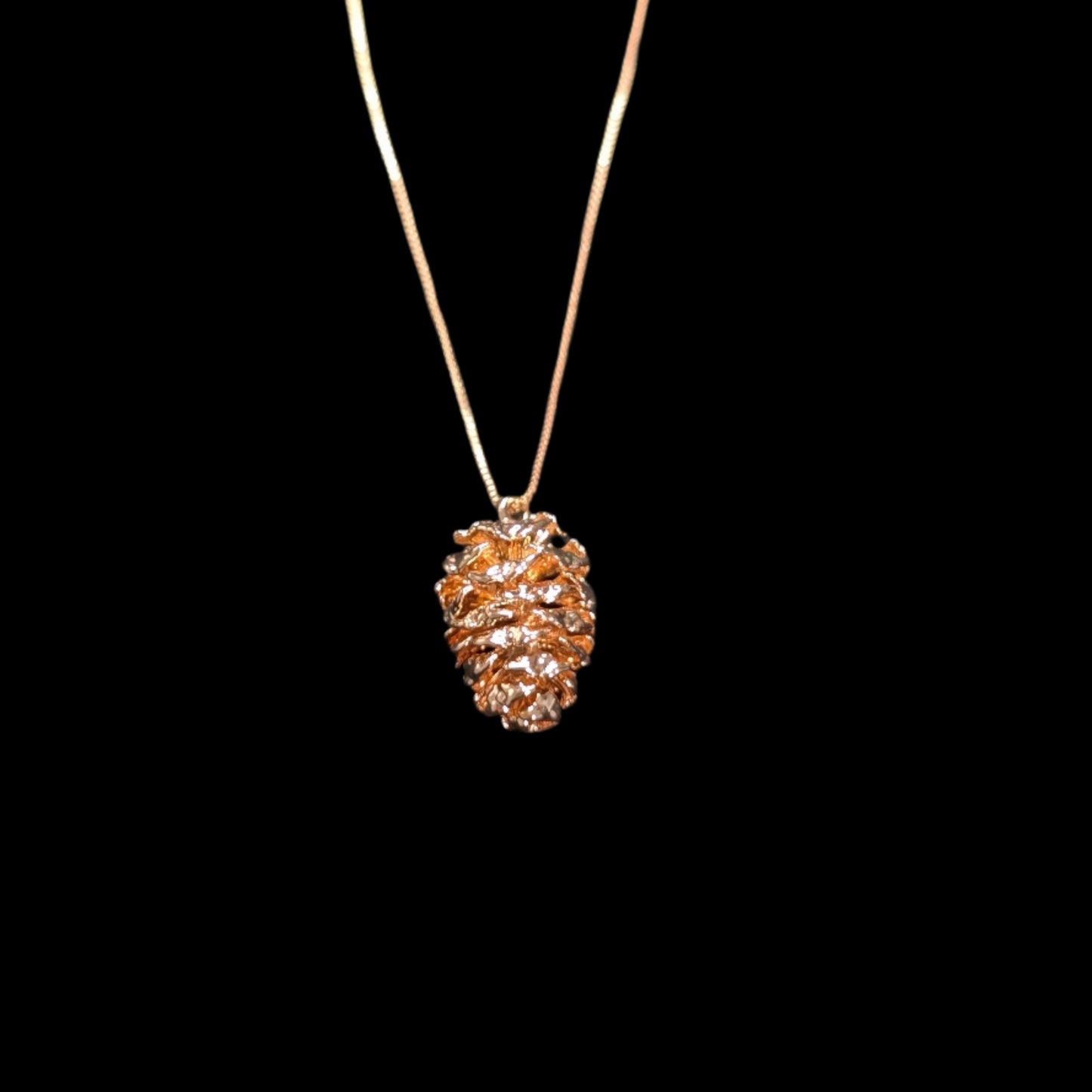 18k Rose Gold Real Pinecone Necklace