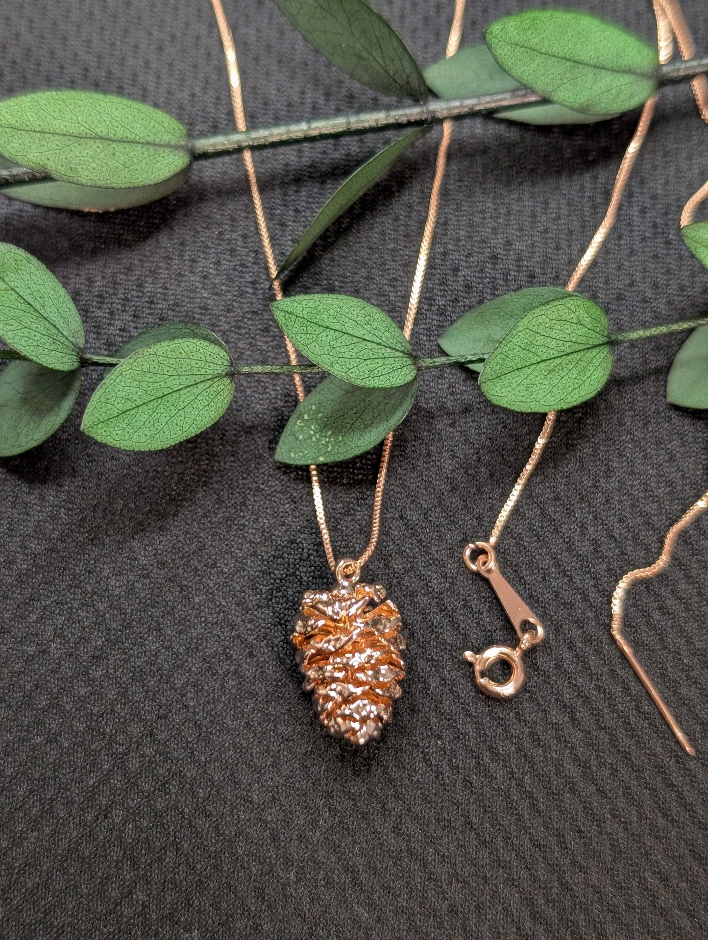 18k Rose Gold Real Pinecone Necklace