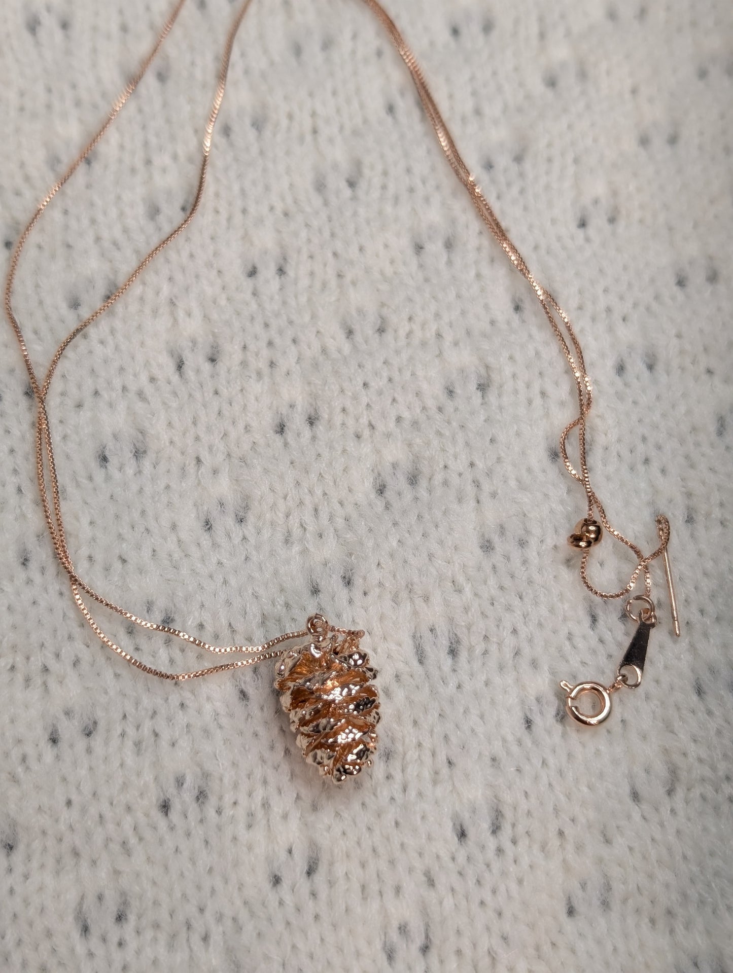 18k Rose Gold Real Pinecone Necklace