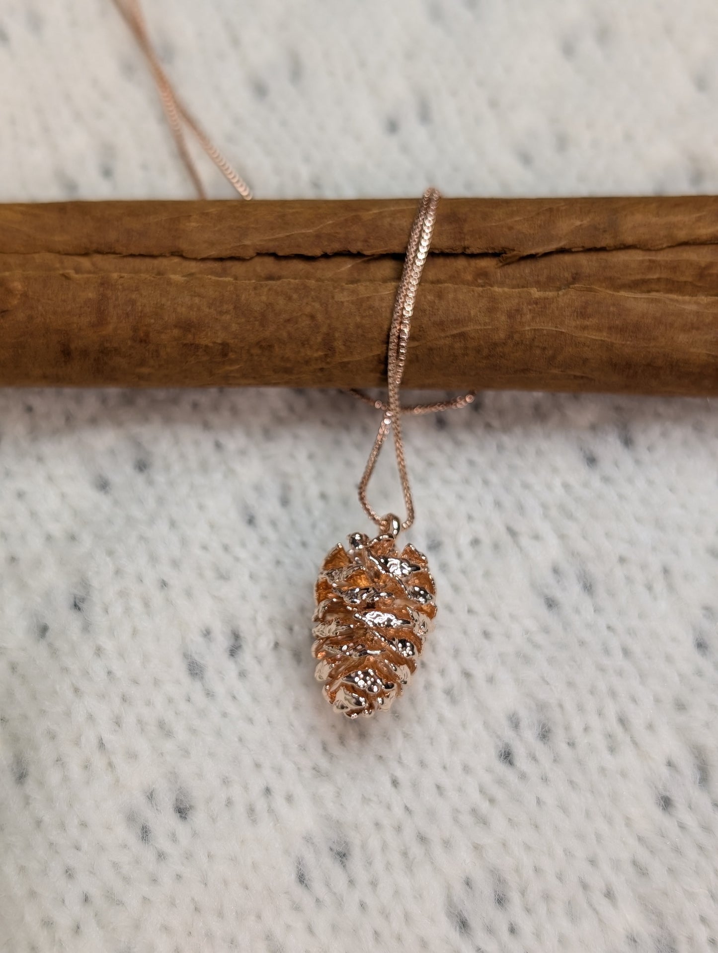 18k Rose Gold Real Pinecone Necklace
