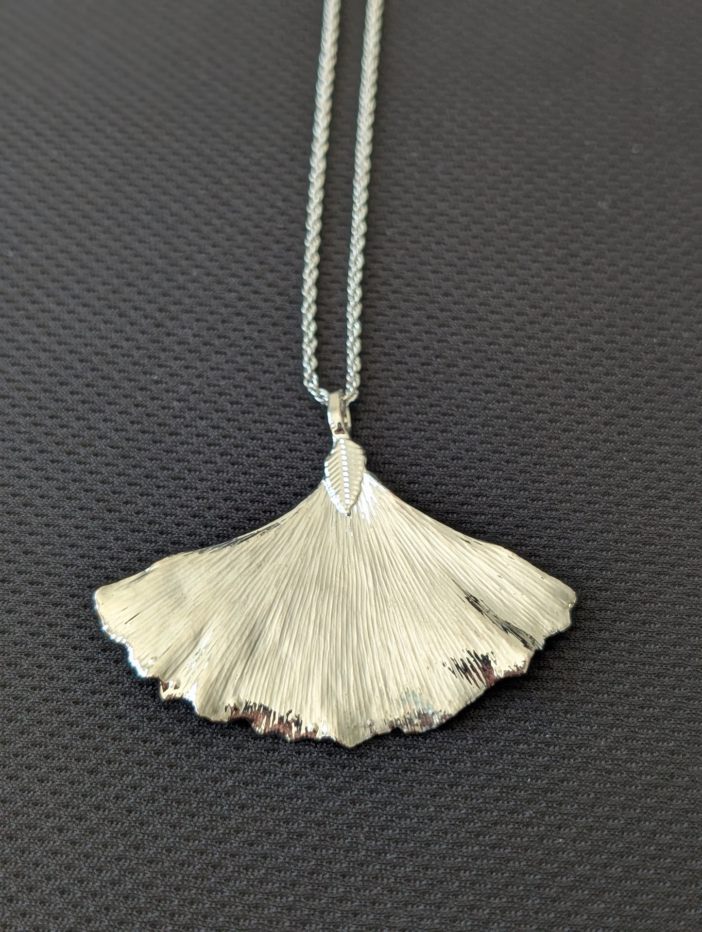 Sterling Silver Real Ginkgo Leaf Necklace