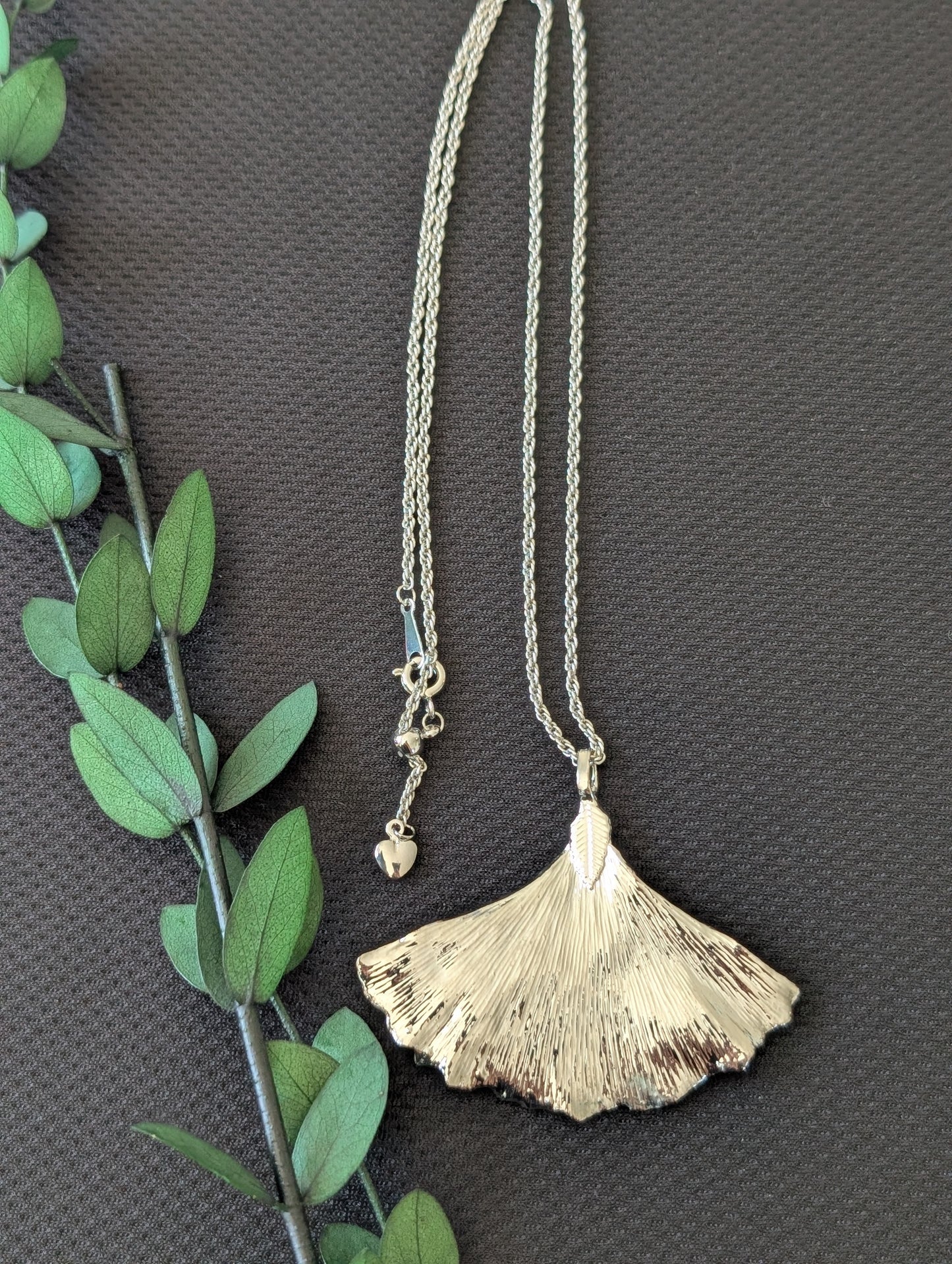Sterling Silver Real Ginkgo Leaf Necklace