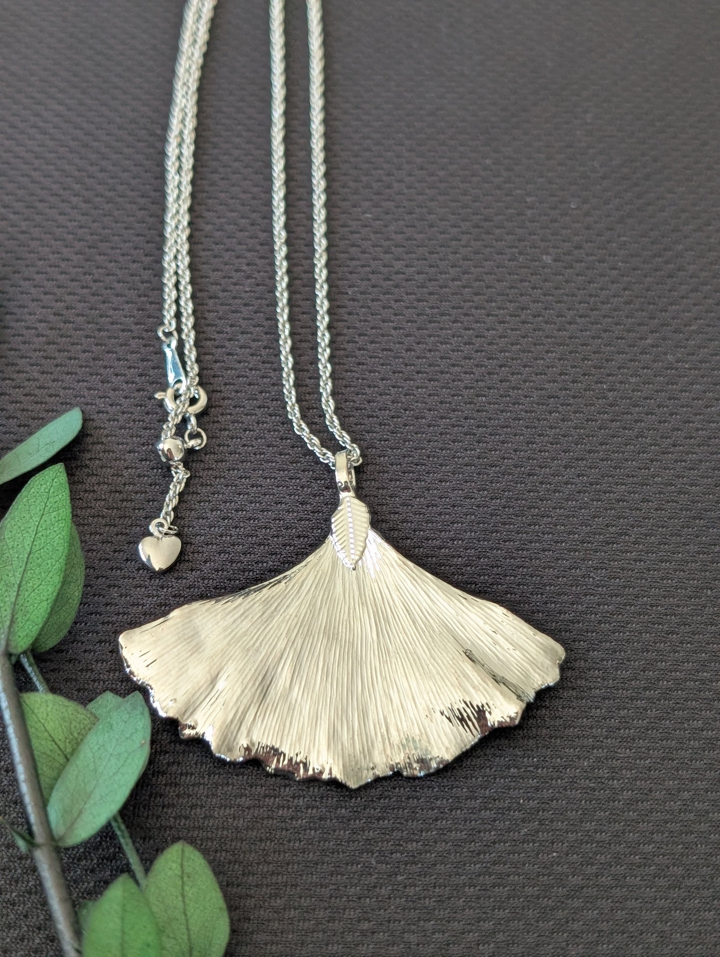 Sterling Silver Real Ginkgo Leaf Necklace