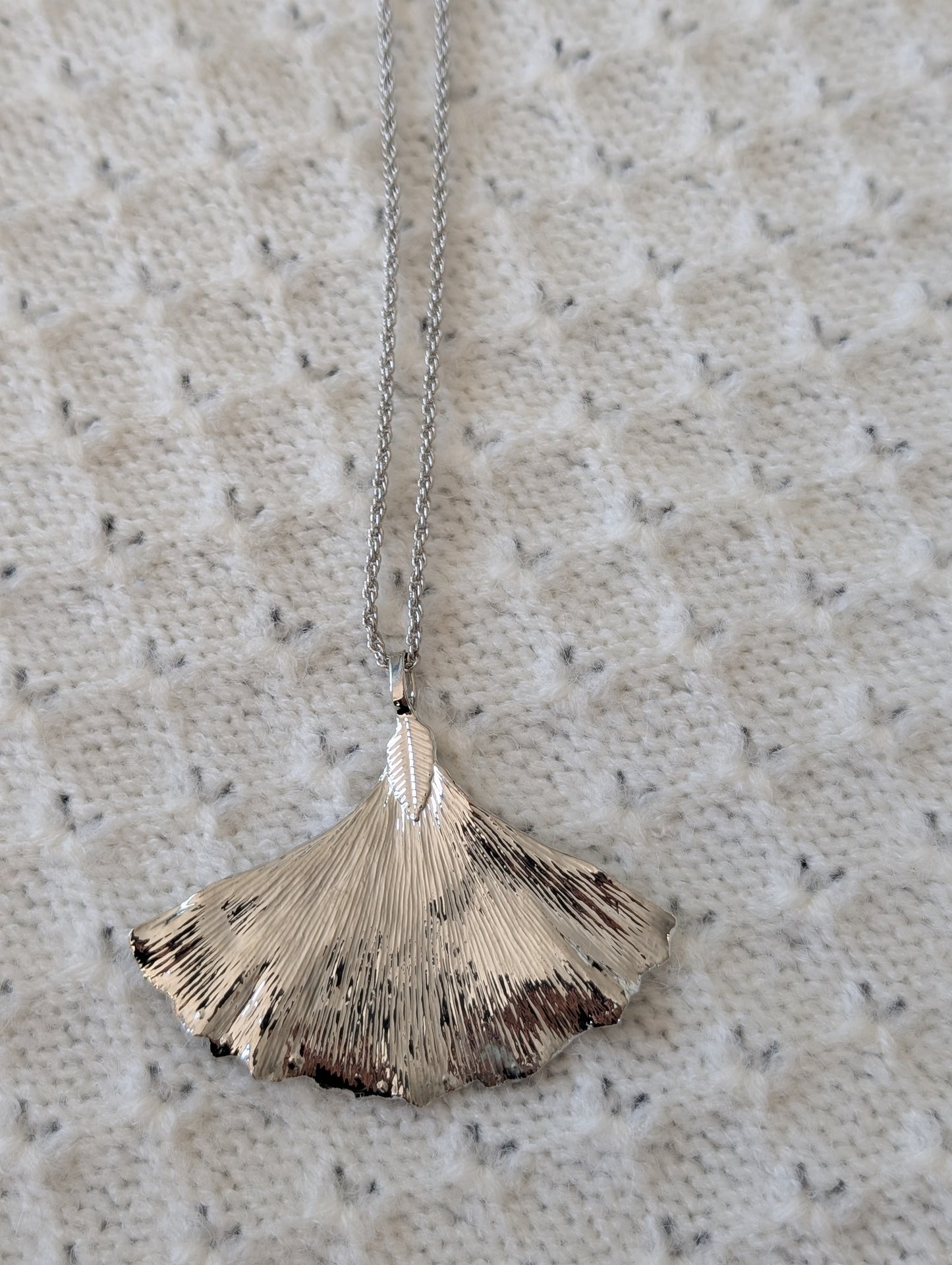 Sterling Silver Real Ginkgo Leaf Necklace