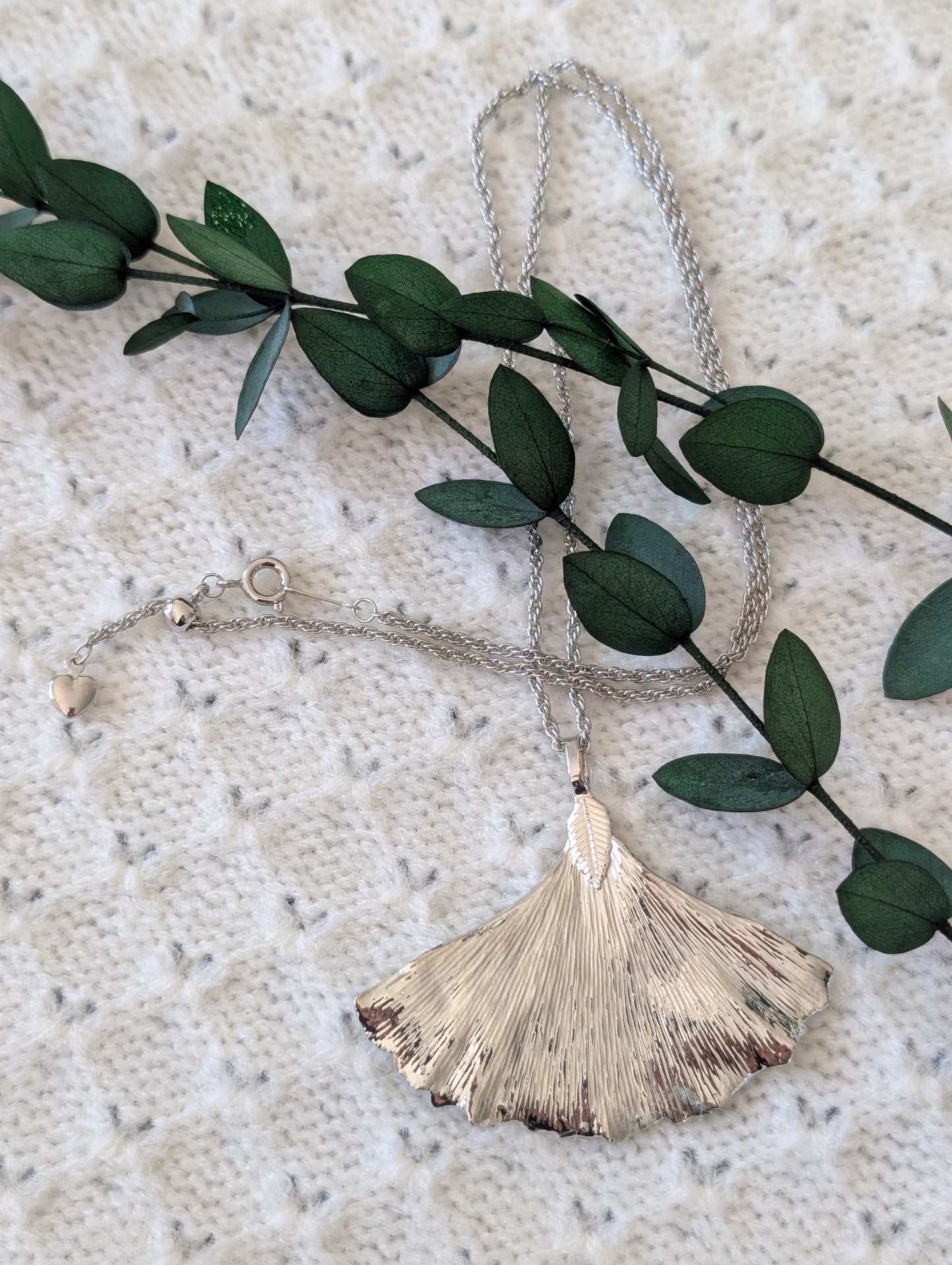 Sterling Silver Real Ginkgo Leaf Necklace