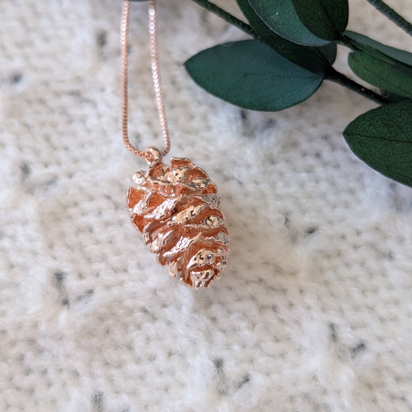 18k Rose Gold Real Pinecone Necklace
