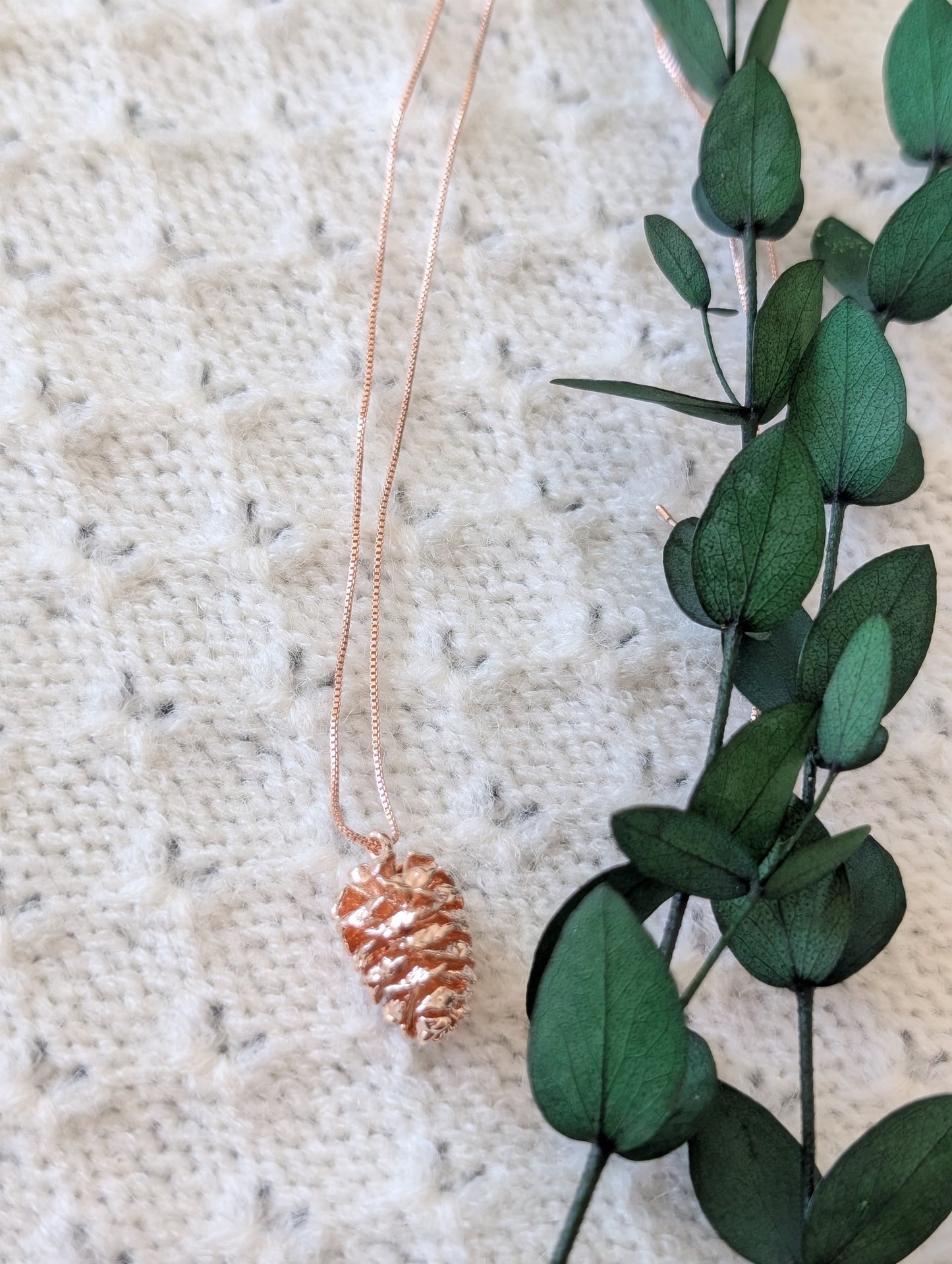 18k Rose Gold Real Pinecone Necklace
