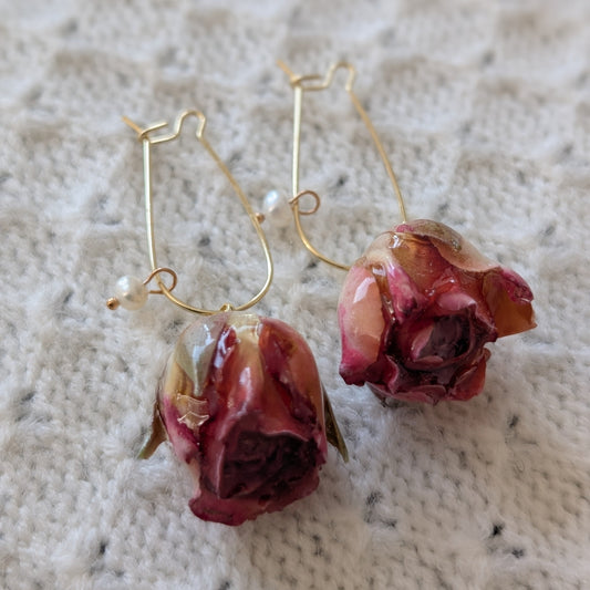 Sweet Real Rosebuds Earrings