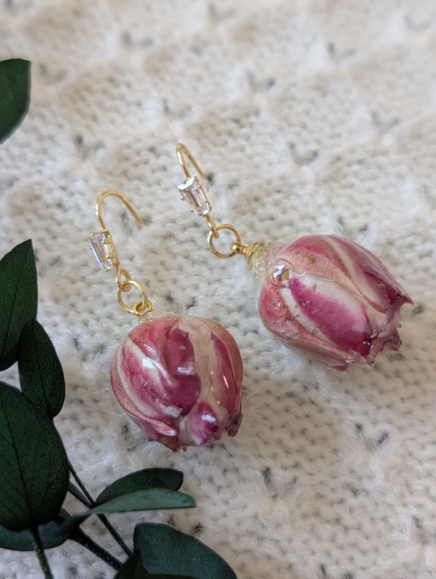 Real Pink Rosebuds Earrings