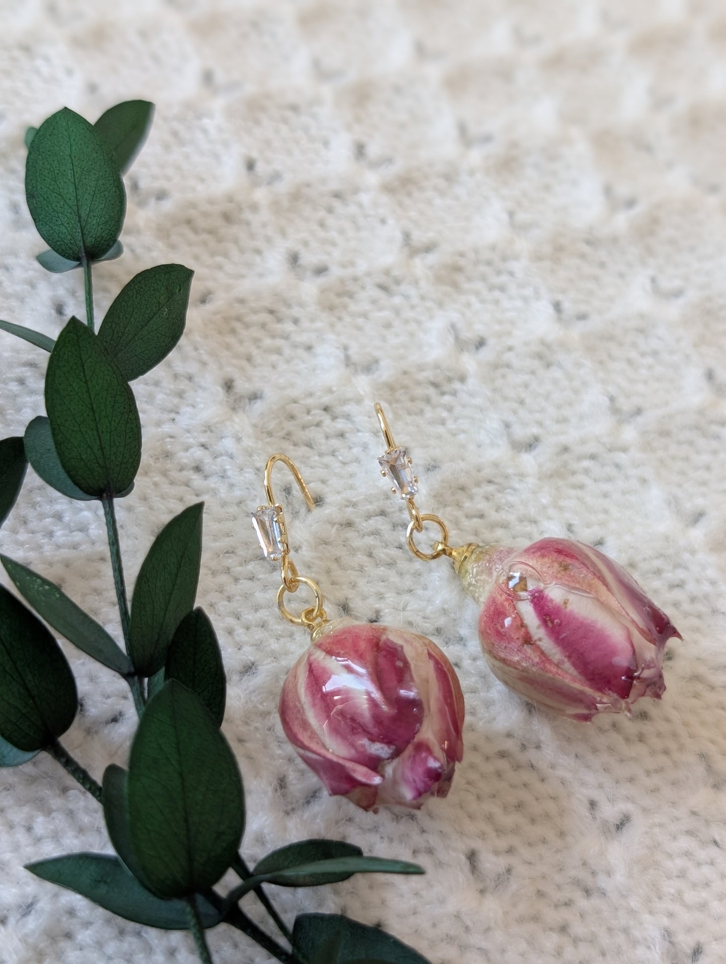 Real Pink Rosebuds Earrings
