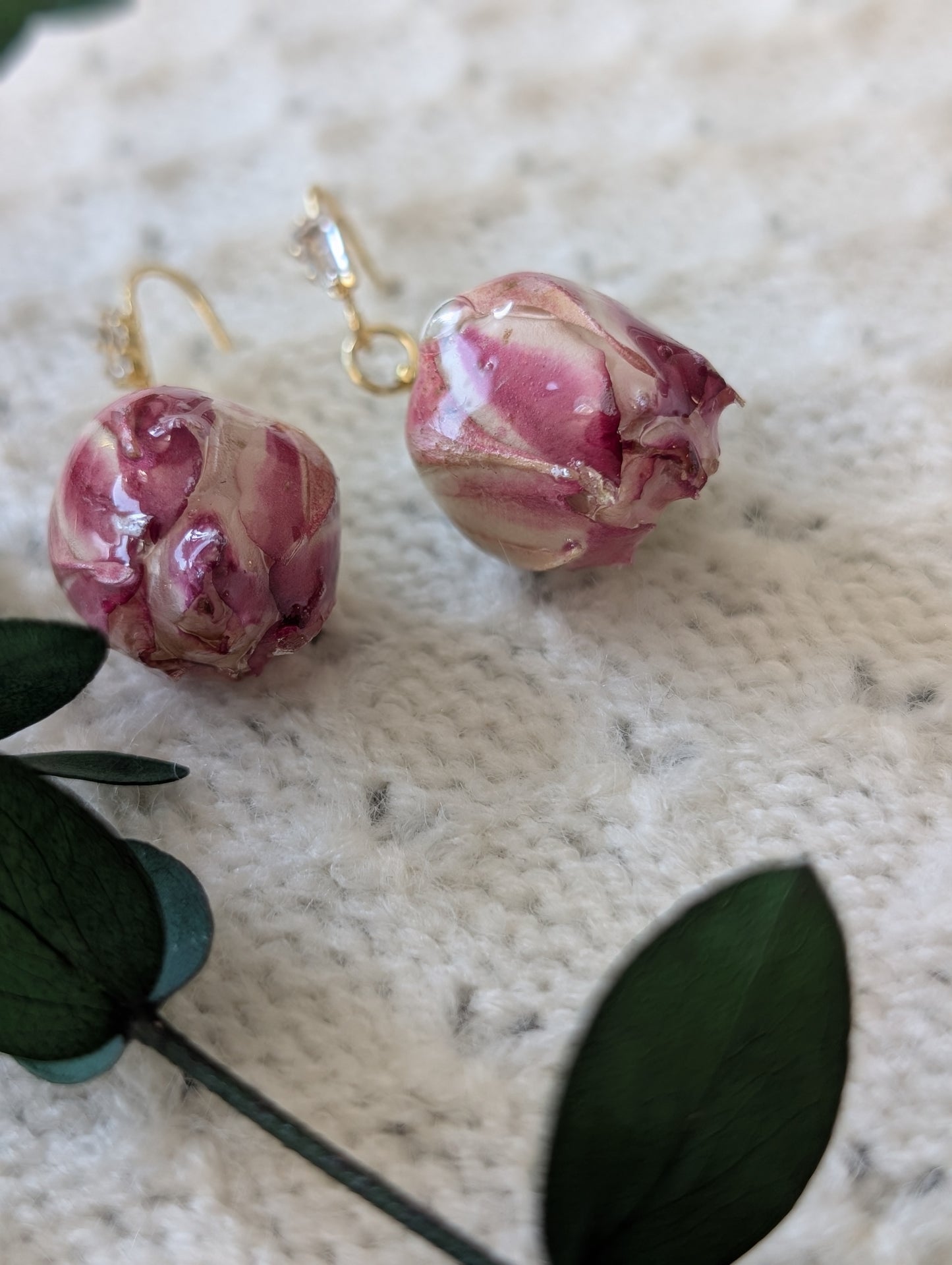 Real Pink Rosebuds Earrings