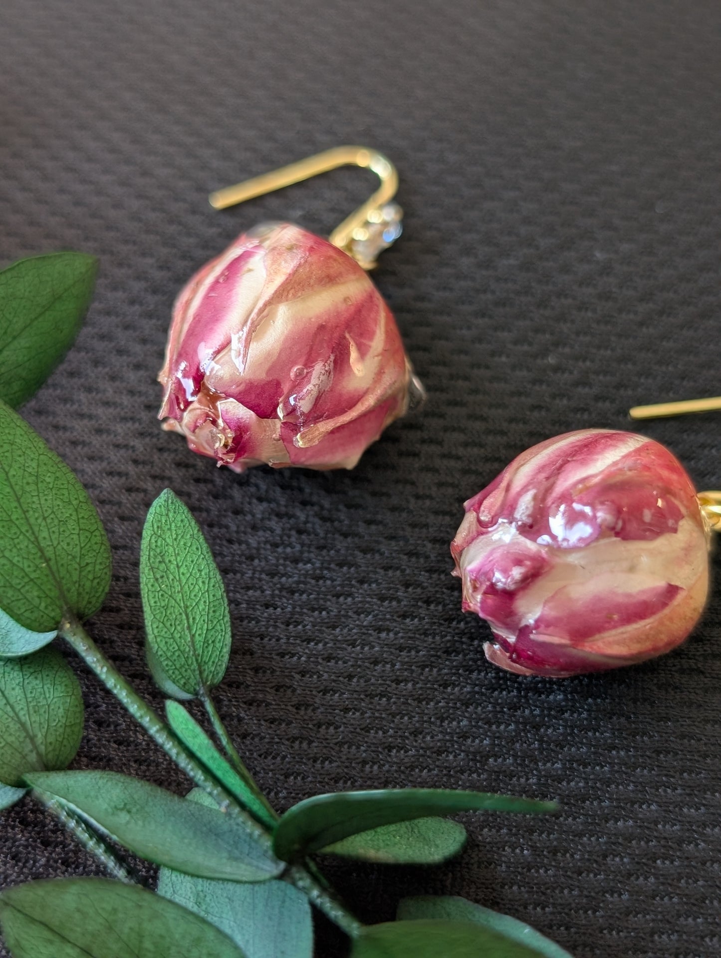 Real Pink Rosebuds Earrings