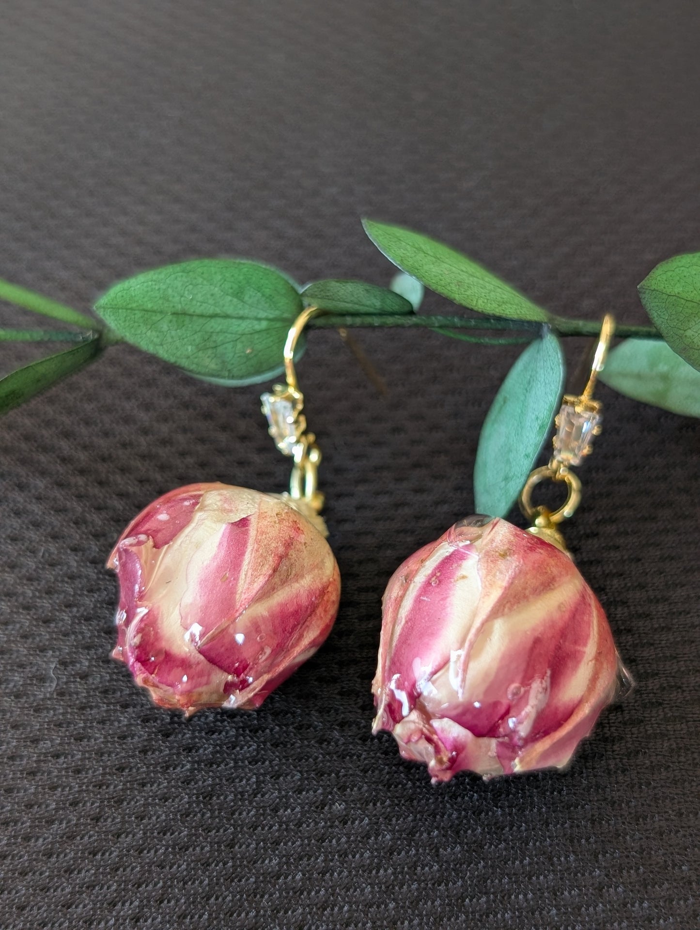 Real Pink Rosebuds Earrings