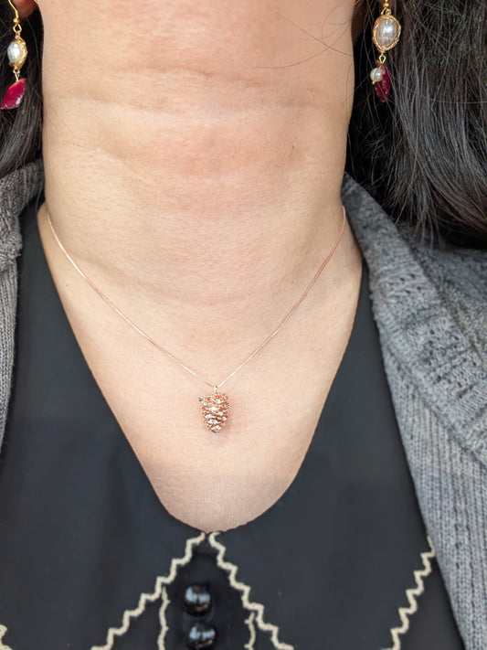 18k Rose Gold Real Pinecone Necklace