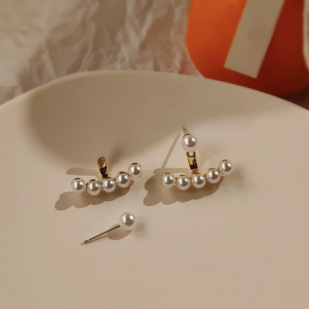 925 silver needle Anna with Korean version of the East Gate pearl earrings a two wearing earrings earrings high quality wholesale