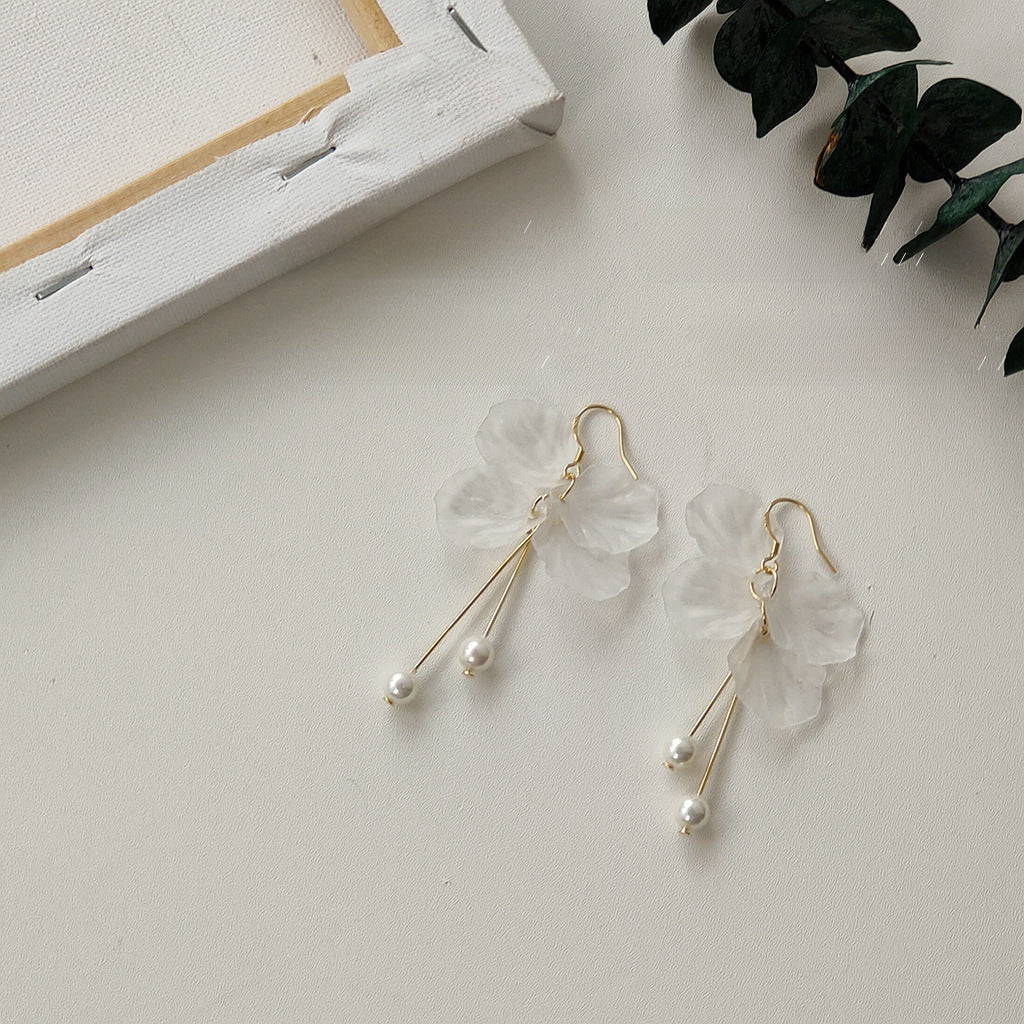 S925 Silver Needle Plating 14K Hand-made Design Acrylic Leaf Earrings Women's Japanese and Korean Simple Elegant Earrings Factory